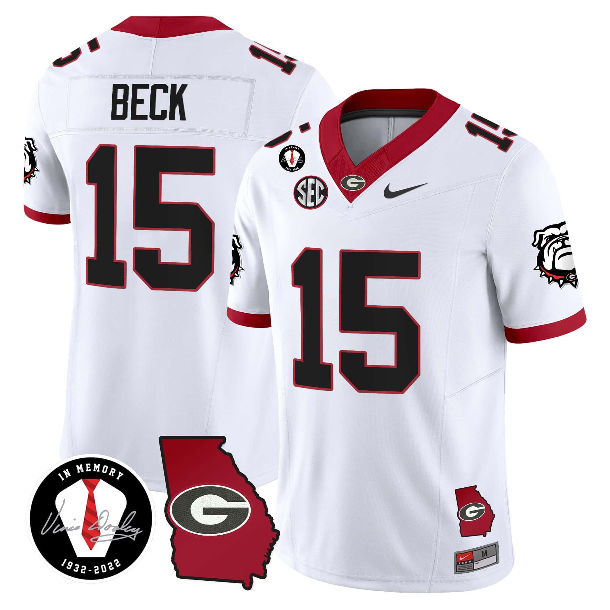 Men Georgia Bulldogs #15 Beck White 2024 Nike Vapor NCAA Jersey style 1